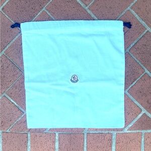 Moncler White Drawstring Ditty BAG with Embroidered Logo Patch